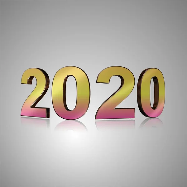 New Year 2020 greeting card. 2020 golden New Year sign on dark background. Illustration of happy new year 2020.