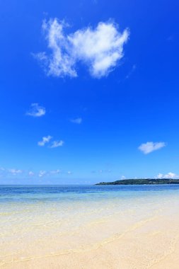Okinawa 'da güzel bir plajın resmi.