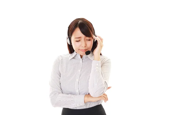Call Center Operator Who Has Headache — Stock Photo, Image
