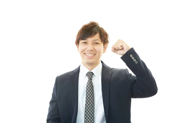 Der Männliche Büroangestellte Der Glücklich Posiert — Stockfoto