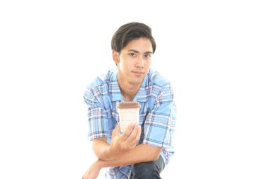 Kahve molası hoşlanan adam