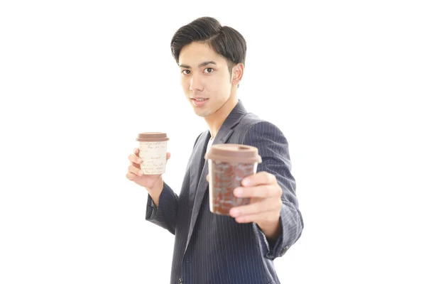 Hombre Que Disfruta Pausa Para Café —  Fotos de Stock