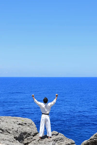 One Karate Kata Training Man — Stock Photo, Image