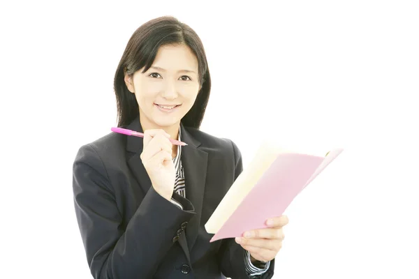 Business Woman Who Checks Schedule — Stock Photo, Image