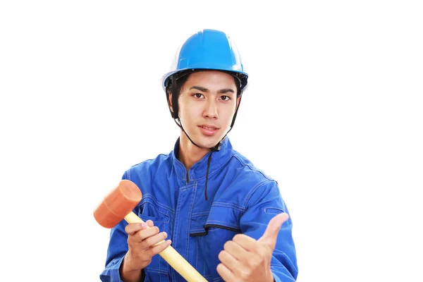 아시아 노동자 엄지손가락 — 스톡 사진
