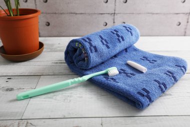 Rulo havlu ile diş fırçası