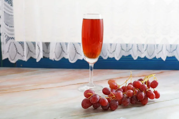 Fruta Fresca Com Copo Vinho — Fotografia de Stock