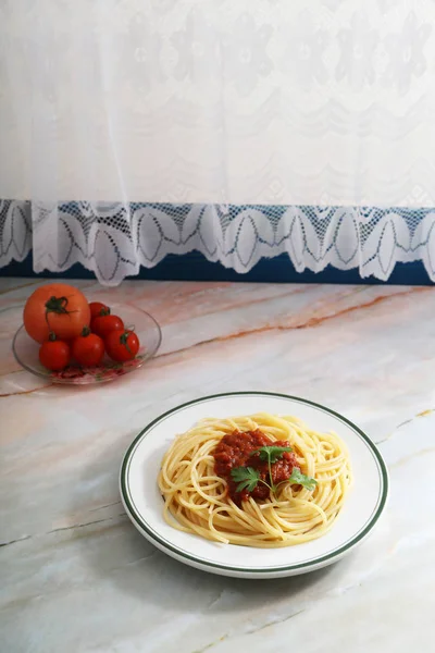 Läcker Spaghetti Tallriken — Stockfoto