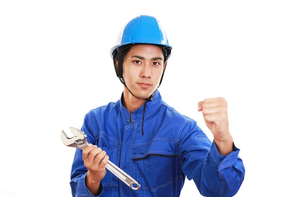 Asian Worker Enjoying Success — Stock Photo, Image