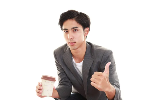 Hombre Que Disfruta Pausa Para Café — Foto de Stock
