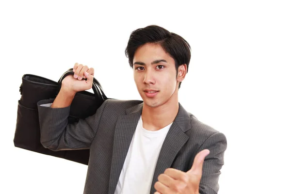 Азиатский Бизнесмен Показывает Большой Палец Вверх Знак — стоковое фото