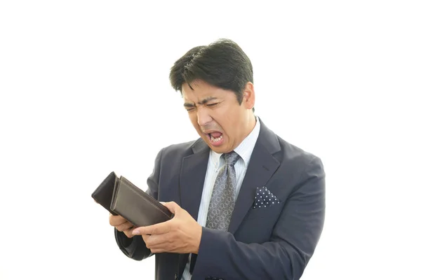 Disappointed Asian Man Wallet — Stock Photo, Image