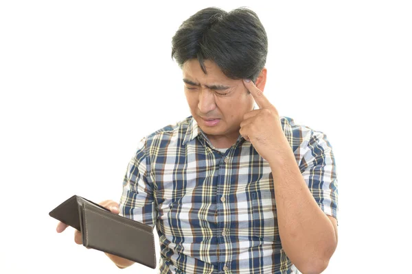 Disappointed Asian Man Wallet — Stock Photo, Image