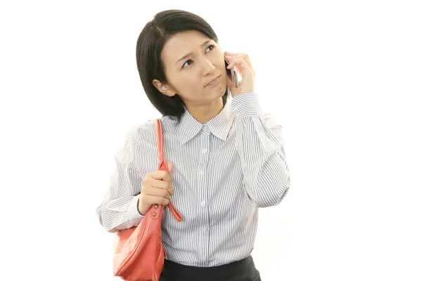 Woman Who Talking Smart Phone — Stock Photo, Image