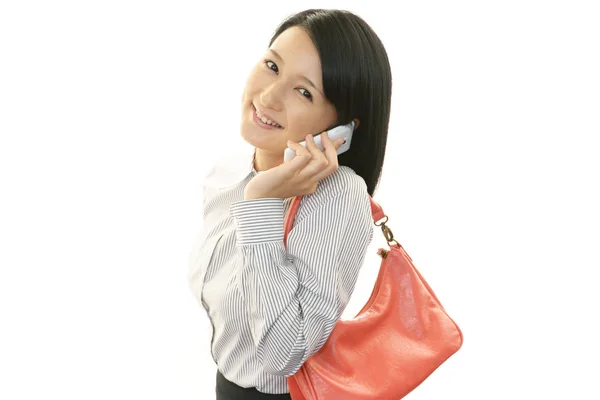 Woman Who Talking Smart Phone — Stock Photo, Image