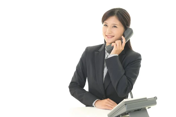 Una Hermosa Dama Oficina Hablando Por Teléfono —  Fotos de Stock