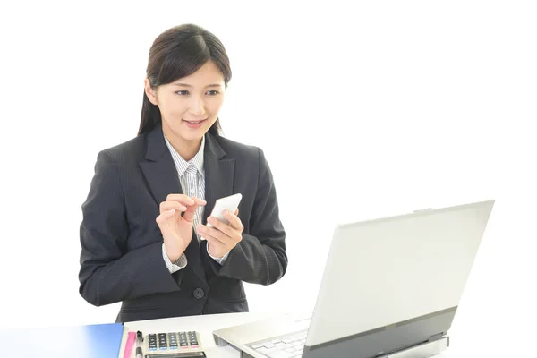 Working Asian Business Woman Her Office — Stock Photo, Image