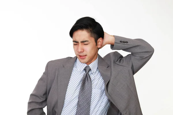 Empresário Asiático Está Sentindo Cansado Estressado — Fotografia de Stock