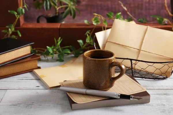 Läcker Kopp Kaffe Bordet — Stockfoto