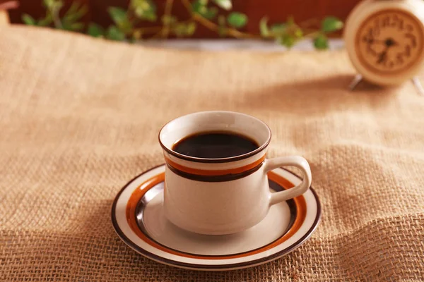 Вкусная Чашка Кофе Конопляной Ткани — стоковое фото