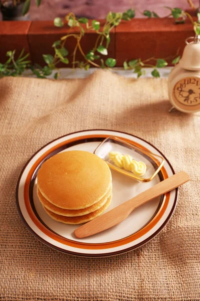 Fluffy Delicious Pancakes Plate — Stock Photo, Image