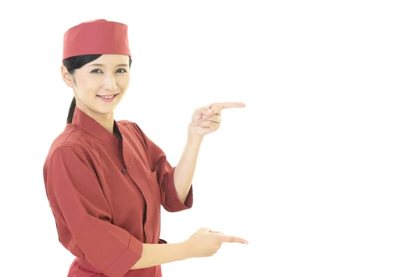 Eine Lächelnde Japanische Restaurantkellnerin — Stockfoto