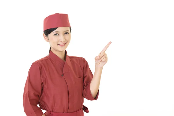 Eine Lächelnde Japanische Restaurantkellnerin — Stockfoto