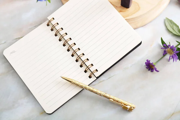 Notebook Pen Het Bureau — Stockfoto