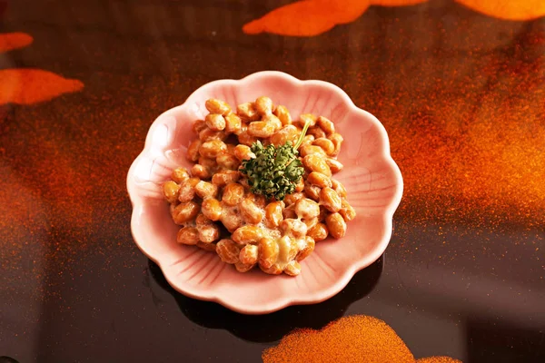 Ιαπωνική Κουζίνα Ζυμωμένη Σόγια Ένα Πιάτο — Φωτογραφία Αρχείου