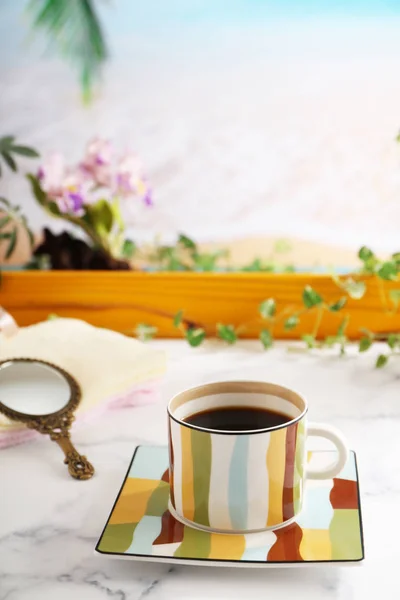 Вкусная Чашка Кофе Столе — стоковое фото