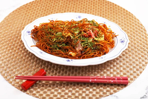 Cocina Japonesa Fideos Fritos Yakisoba — Foto de Stock