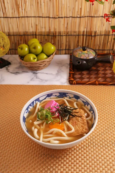 Cozinha Japonesa Macarrão Udon Uma Tigela — Fotografia de Stock