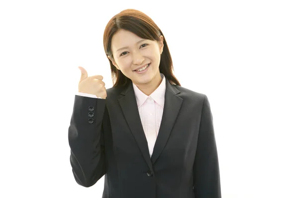 Smiling Business Woman Thumbs — Stock Photo, Image