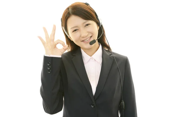 Smiling Call Center Operator — Stock Photo, Image