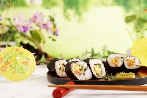 Rotoli Sushi Cucina Tradizionale Giapponese — Foto Stock