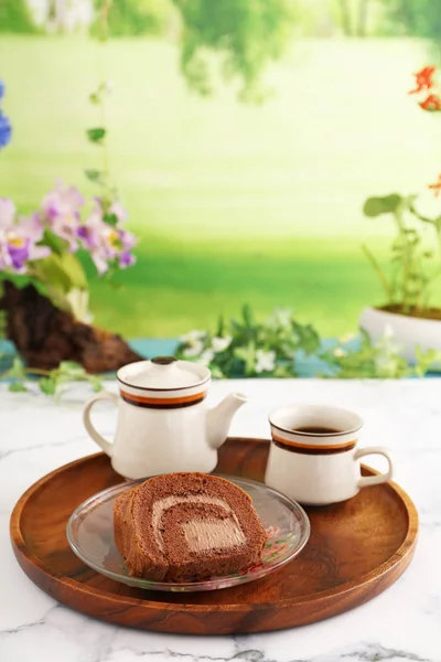 Вкусные Шоколадные Пирожные Кофе — стоковое фото