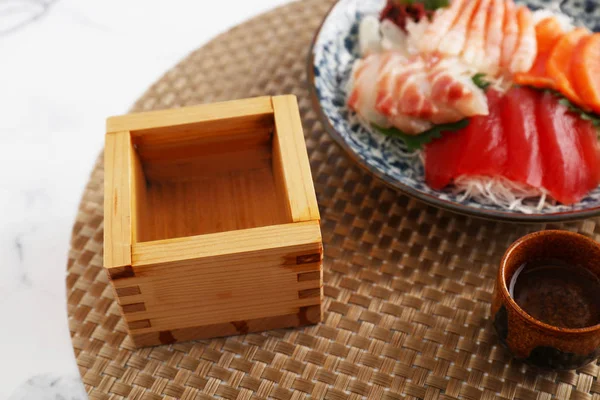 Cocina Tradicional Japonesa Sashimi Sake — Foto de Stock