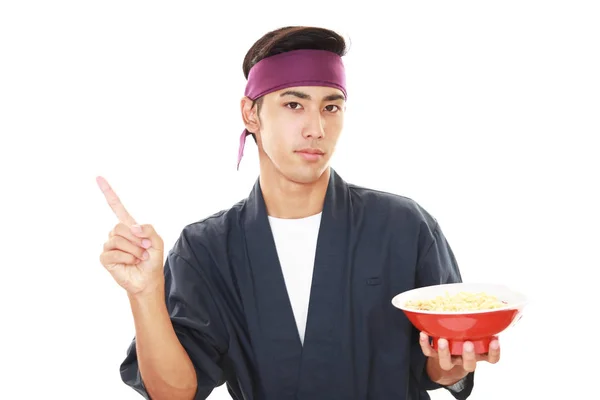 Asiatischer Koch Mit Nudeln — Stockfoto