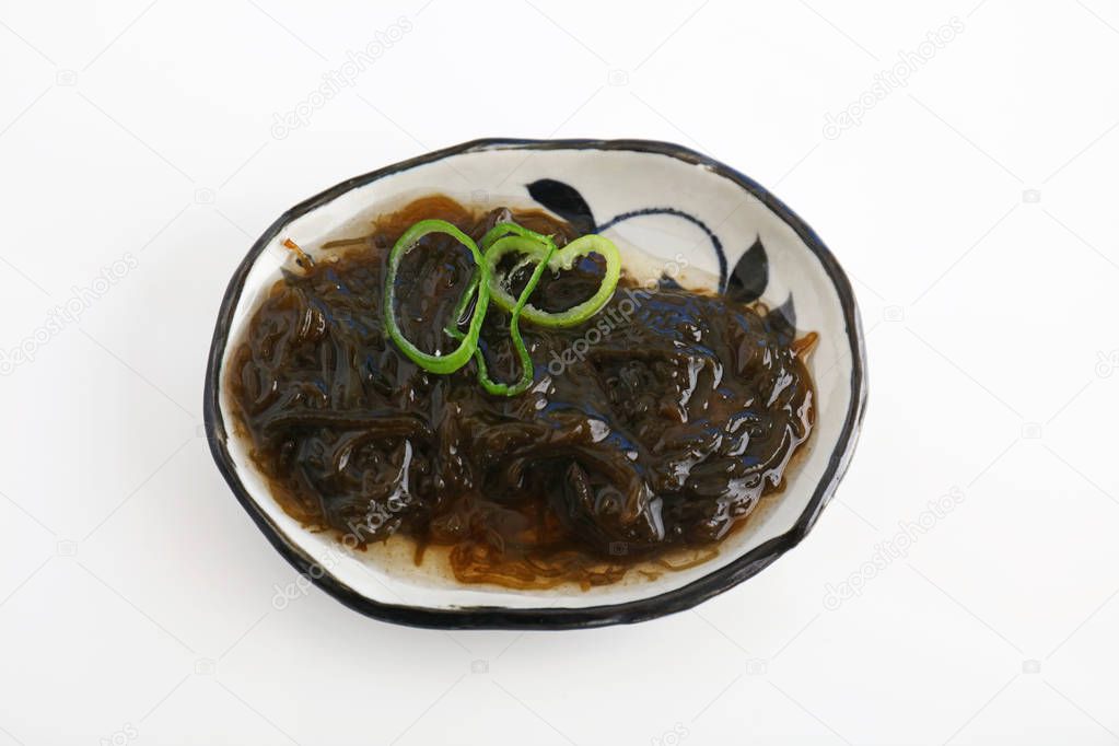 Japanese traditional cuisine mozuku seaweed in vinegar