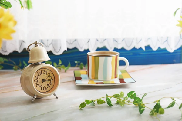 Heerlijk Kopje Koffie Tafel — Stockfoto