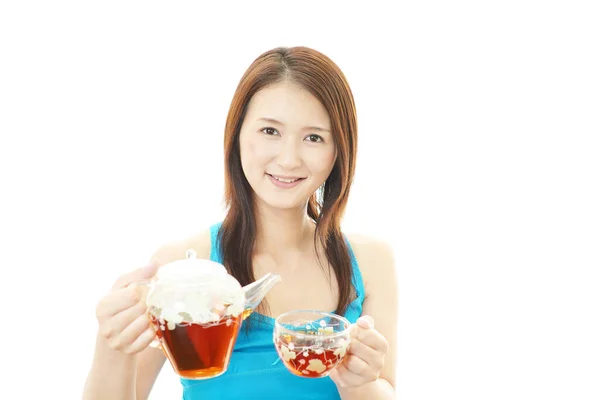 Young Woman Drinking Tea — Stock Photo, Image