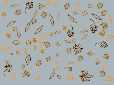 Kusursuz desenli sonbahar yaprakları mürekkep karalama stili