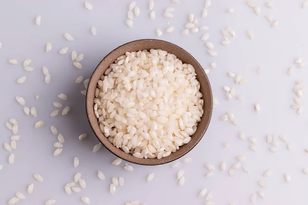 Ρύζι Ιταλικού Ριζότο Λευκό Φόντο — Φωτογραφία Αρχείου