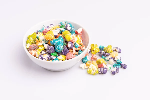 Colored Popcorn Bowl Isolated White Background — Stock Photo, Image