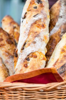 fresh bread on table, close-up