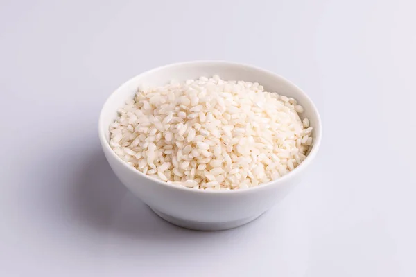 Italian Risotto Rice White Ceramic Bowl White Background — Stock Photo, Image