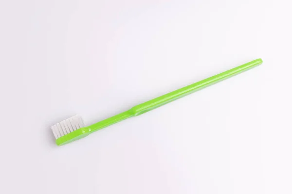 Green Toothbrush Isolated White Background — Stock Photo, Image