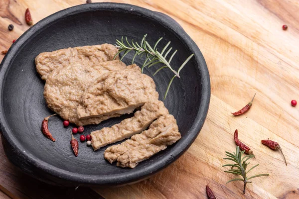 Falska Kött Kött Analog Svart Skål — Stockfoto