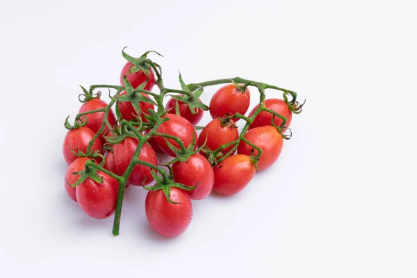 Ramo Uva Pomodoro Ciliegia Mucchio Pomodori Bacca Rossa Isolato Fondo — Foto Stock