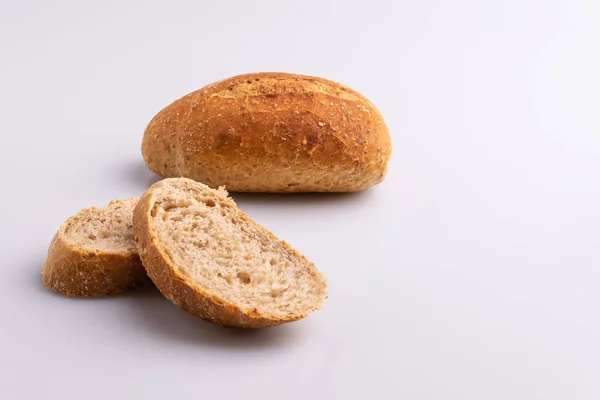 Slices Bun Wholegrain French Bread Traditional Brazilian Bread White Background — Stock Photo, Image